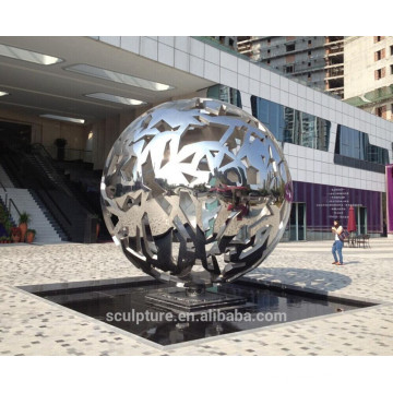 Urban sculpture high polished stainless steel hollow sphere metal sphere